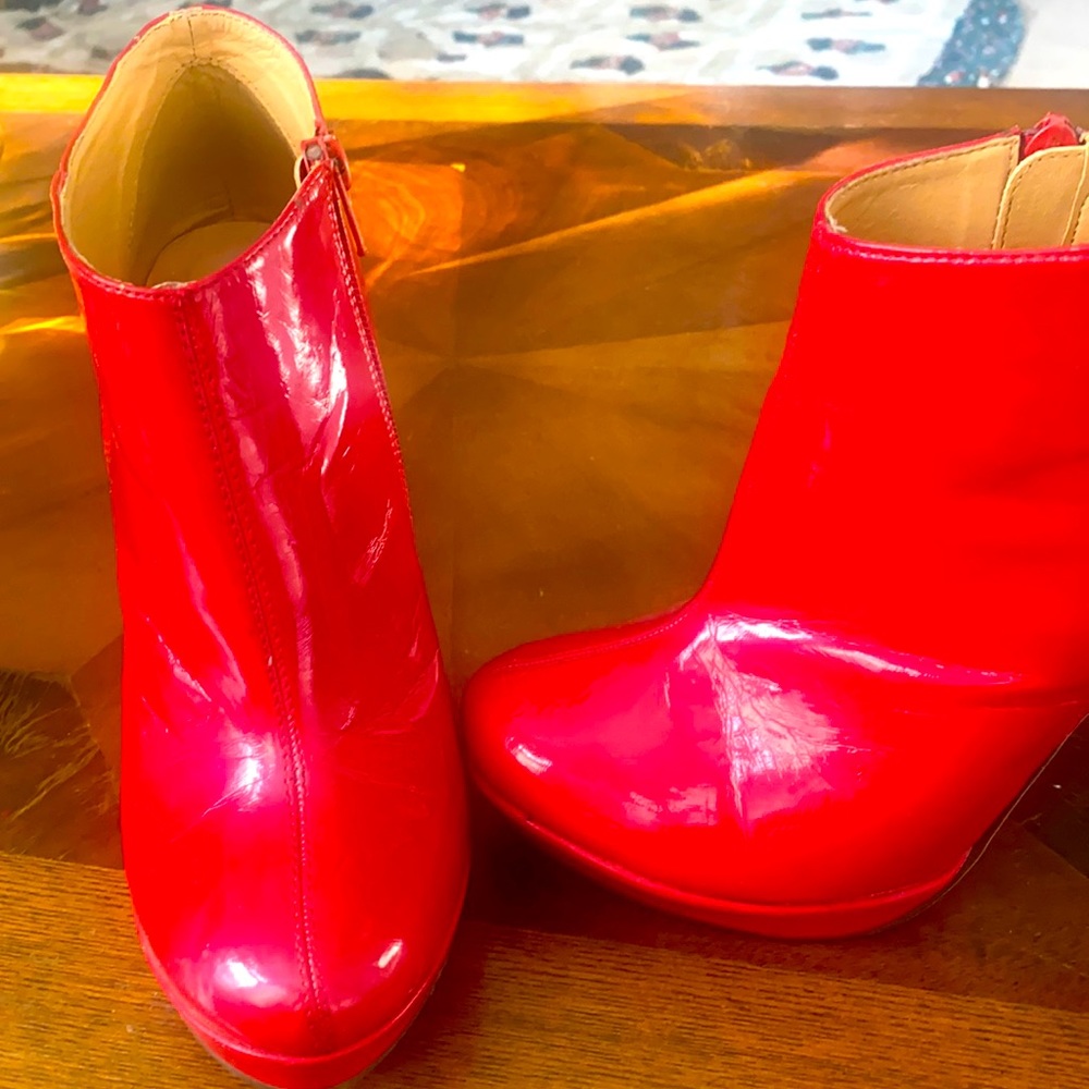 Red boots.  Perfect condition